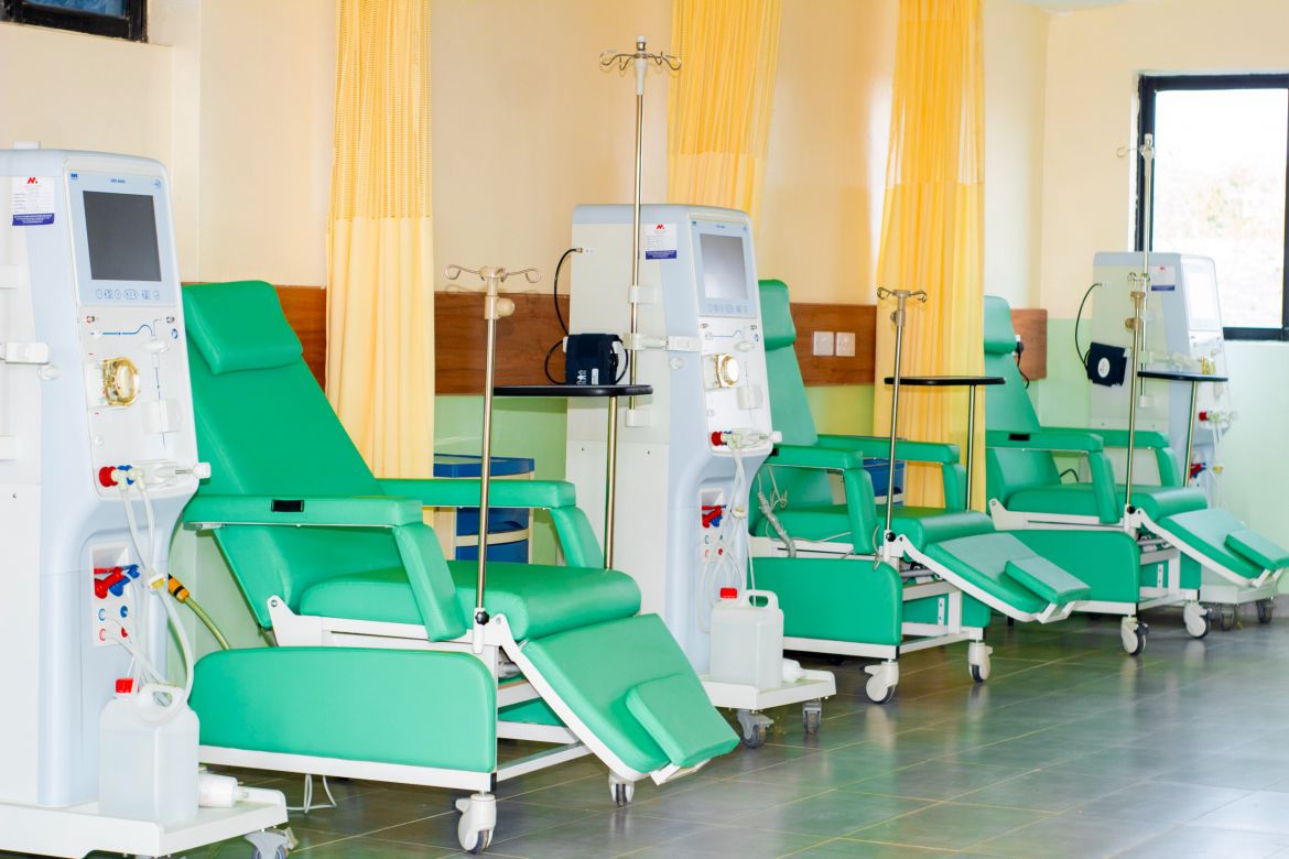 Patient receiving dialysis treatment in the Dialysis Department at Light Shepherd Hospital